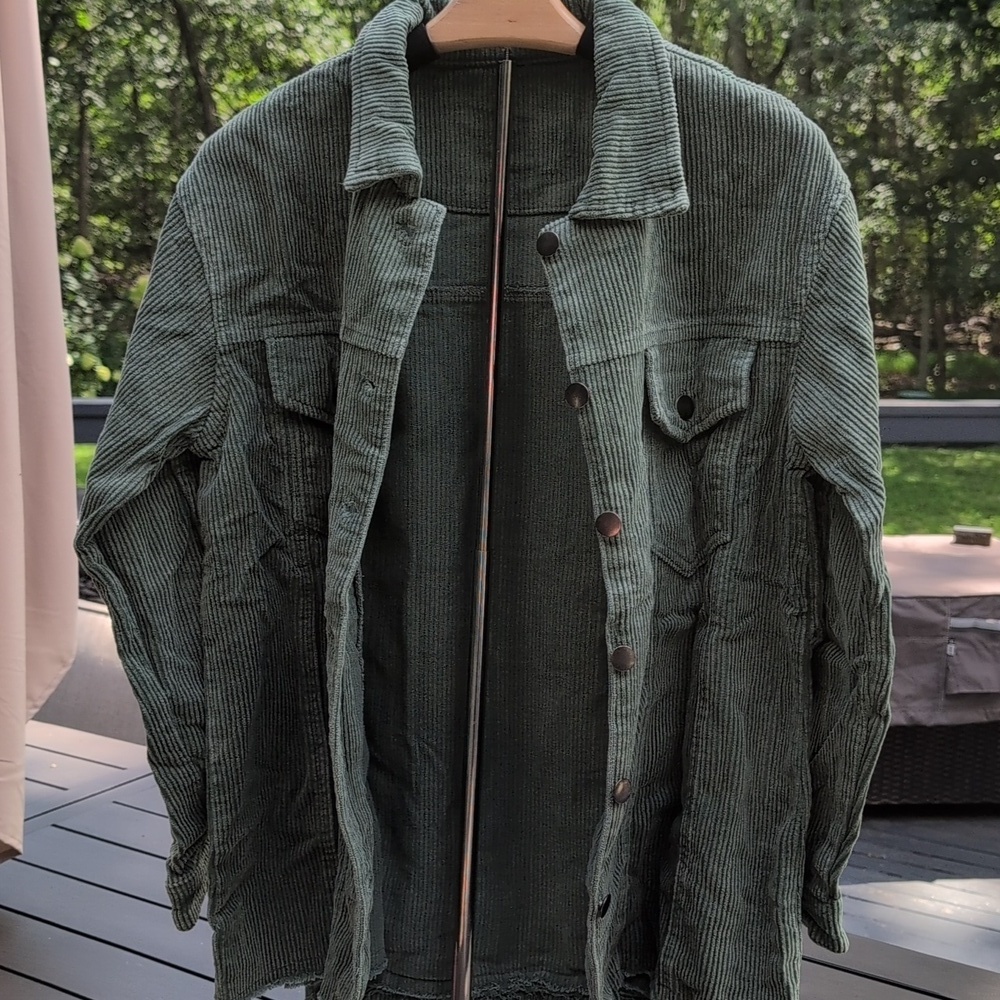 Oversized Olive Green Corduroy Shacket - Women's XS - Picture 6 of 7